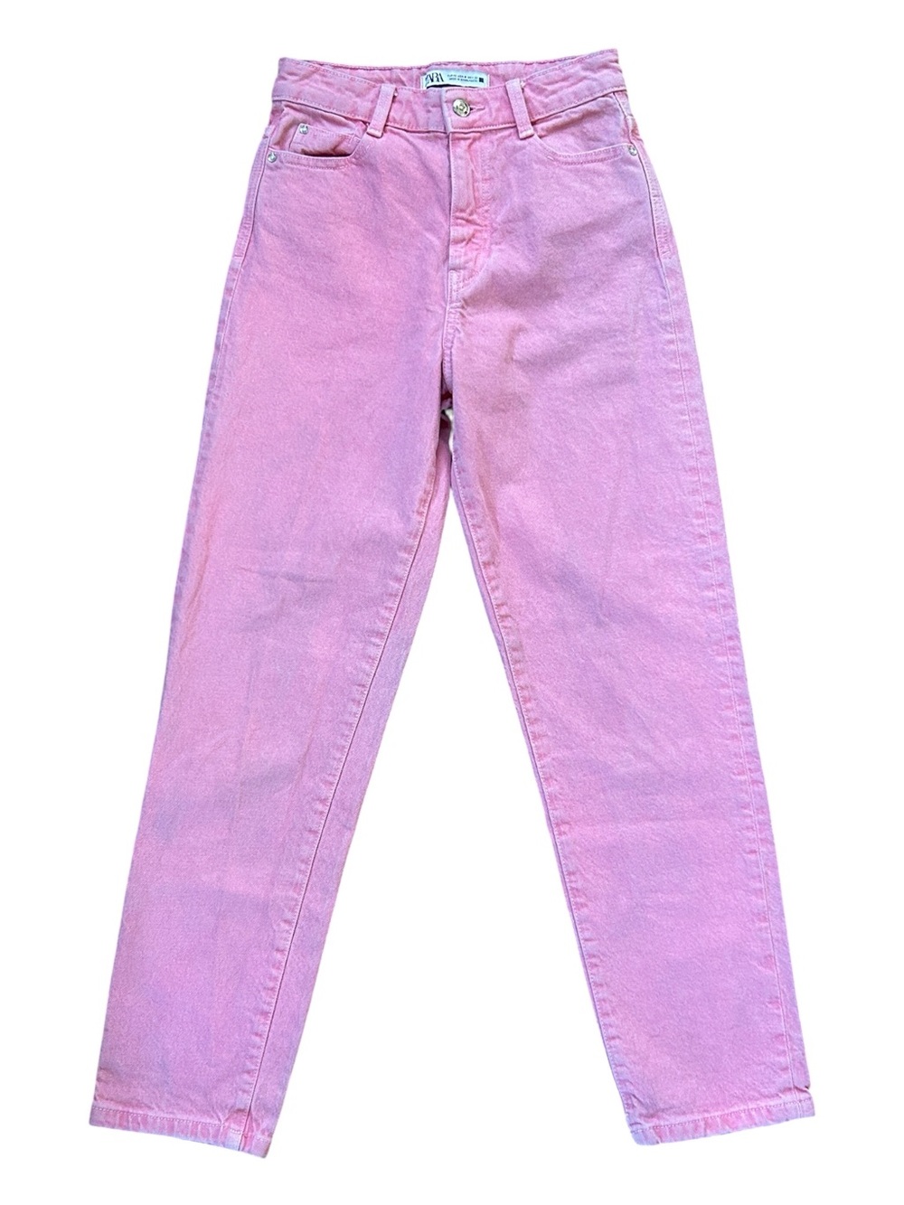Zara Pink High Rise Straight Jeans